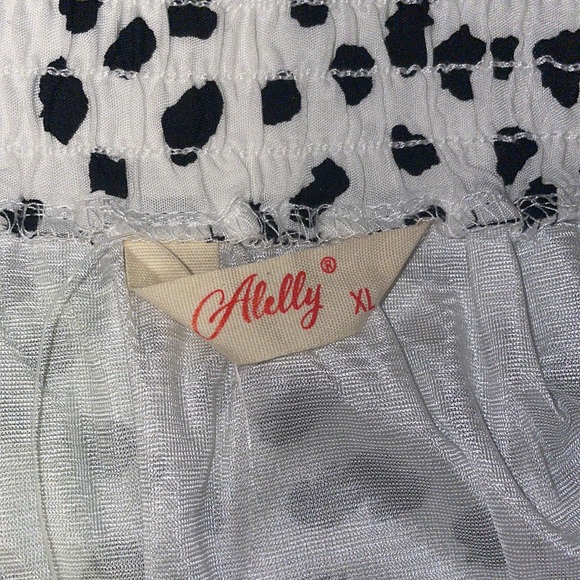 High Waist Ruffle Skirt Cow Black Dot Print XL cheetah - Picture 6 of 8